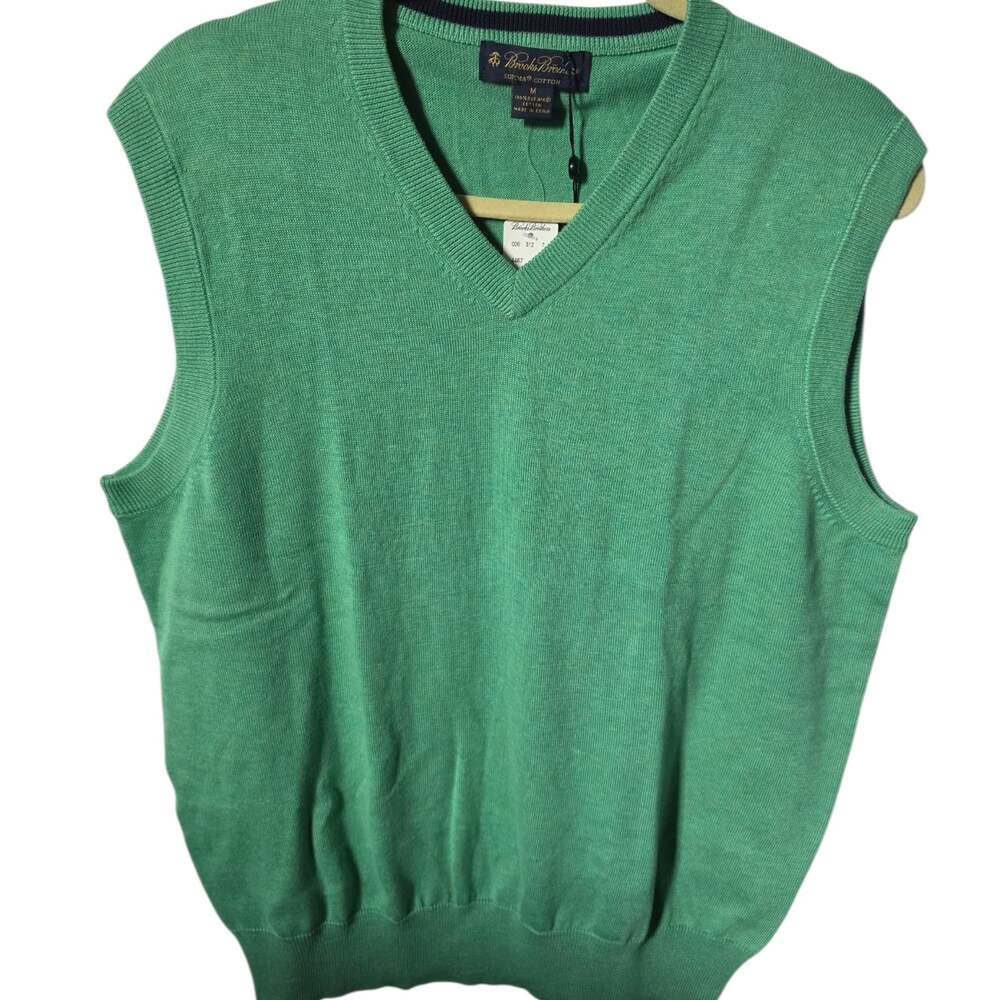 NWT Brooks Brothers Men's Green Supima Cotton V-Neck Vest Size M
